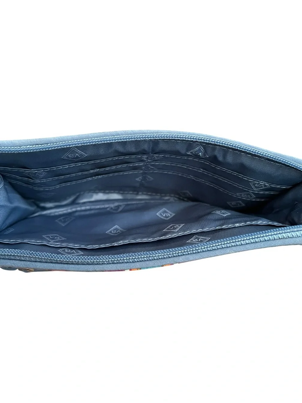Vera Bradley Gray Blue Quilted Wristlet Wallet with Geometric Print